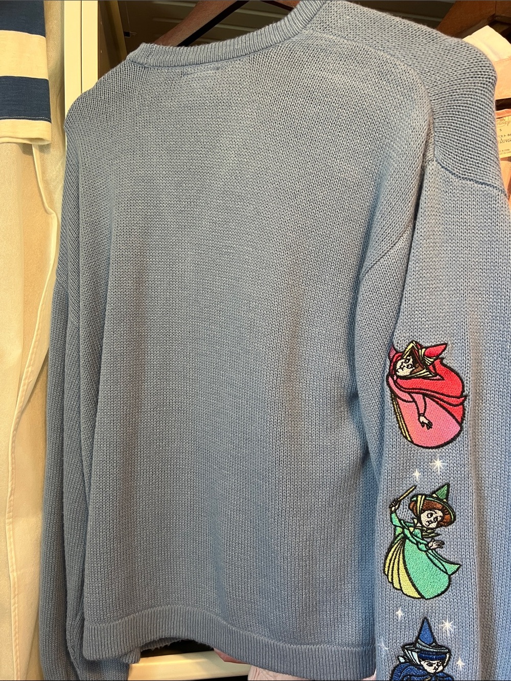 Embroidered Blue Sleeping Beauty Cardigan Sweater with Fairies - Picture 7 of 7